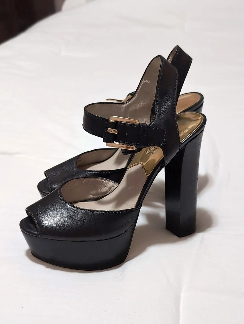 Michael Kors Black Leather Platform Heels US 7M